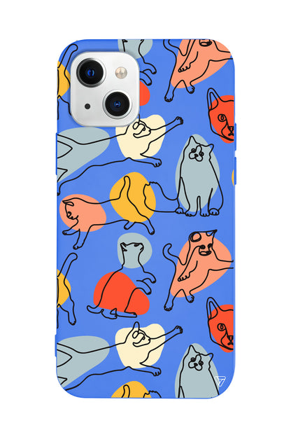 Renkli Kediler Lansman Model İçi Kadife Silikon Telefon Kılıfı