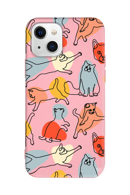 Renkli Kediler Lansman Model İçi Kadife Silikon Telefon Kılıfı – Plus Serisine Özel