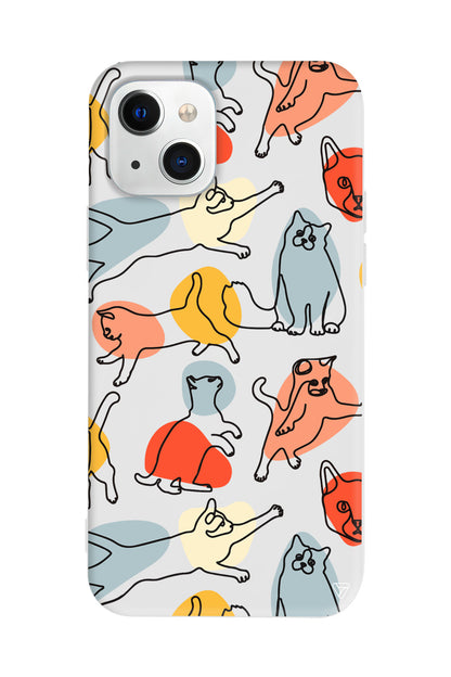 Renkli Kediler Lansman Model İçi Kadife Silikon Telefon Kılıfı