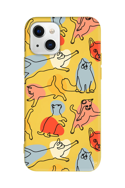 Renkli Kediler Lansman Model İçi Kadife Silikon Telefon Kılıfı – Plus Serisine Özel