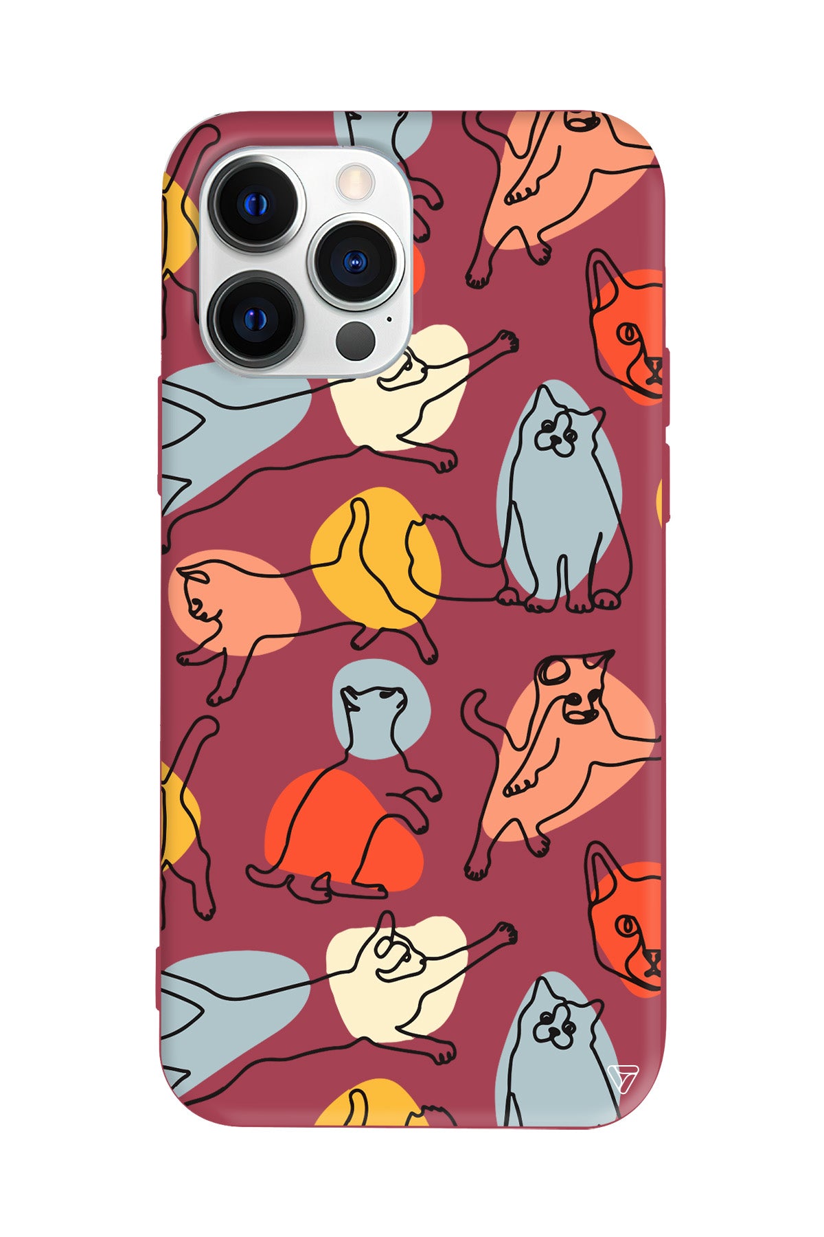 Renkli Kediler Lansman Model İçi Kadife Silikon Telefon Kılıfı