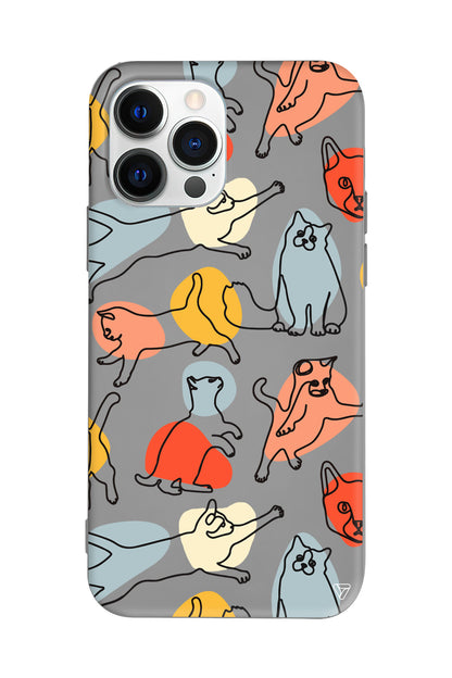 Renkli Kediler Lansman Model İçi Kadife Silikon Telefon Kılıfı