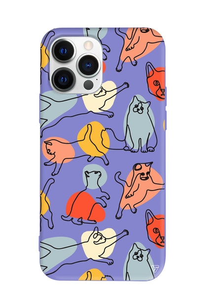 Renkli Kediler Lansman Model İçi Kadife Silikon Telefon Kılıfı