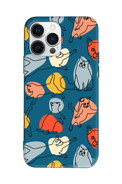 Renkli Kediler Lansman Model İçi Kadife Silikon Telefon Kılıfı