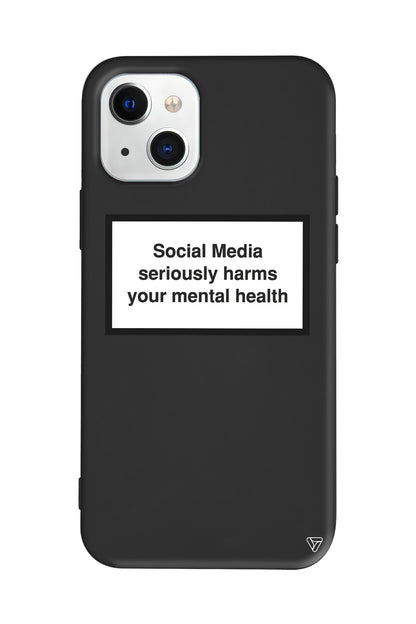 Social Media seriously harms your mental health Lansman Model İçi Kadife Silikon Telefon Kılıfı