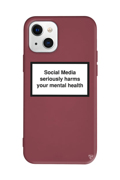 Social Media seriously harms your mental health Lansman Model İçi Kadife Silikon Telefon Kılıfı – Plus Serisine Özel