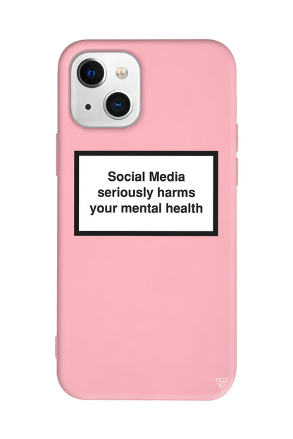 Social Media seriously harms your mental health Lansman Model İçi Kadife Silikon Telefon Kılıfı – Plus Serisine Özel