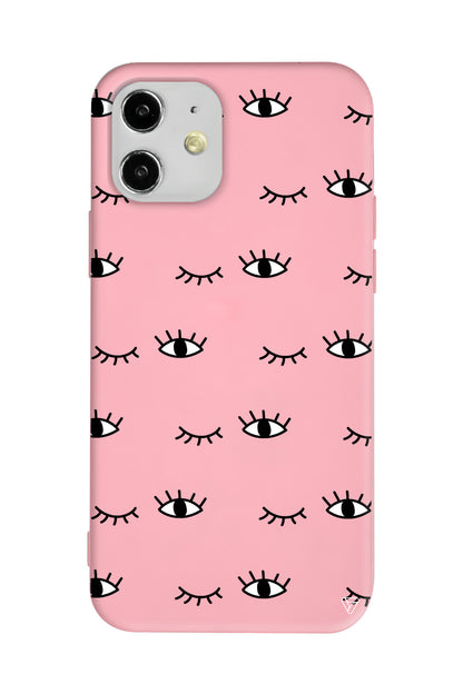 Kirpilan Goz Lansman Model İçi Kadife Silikon Telefon Kılıfı