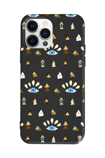 Etnik Goz Lansman Model İçi Kadife Silikon Telefon Kılıfı