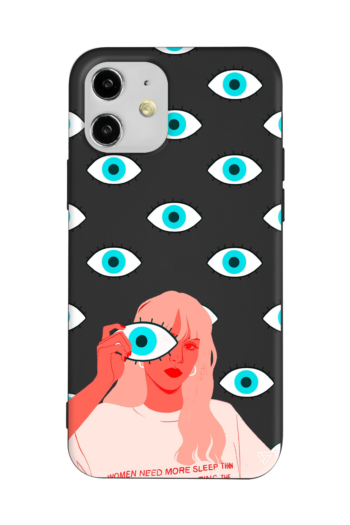 Büyük Gözlü Kız Lansman Model İçi Kadife Silikon Telefon Kılıfı