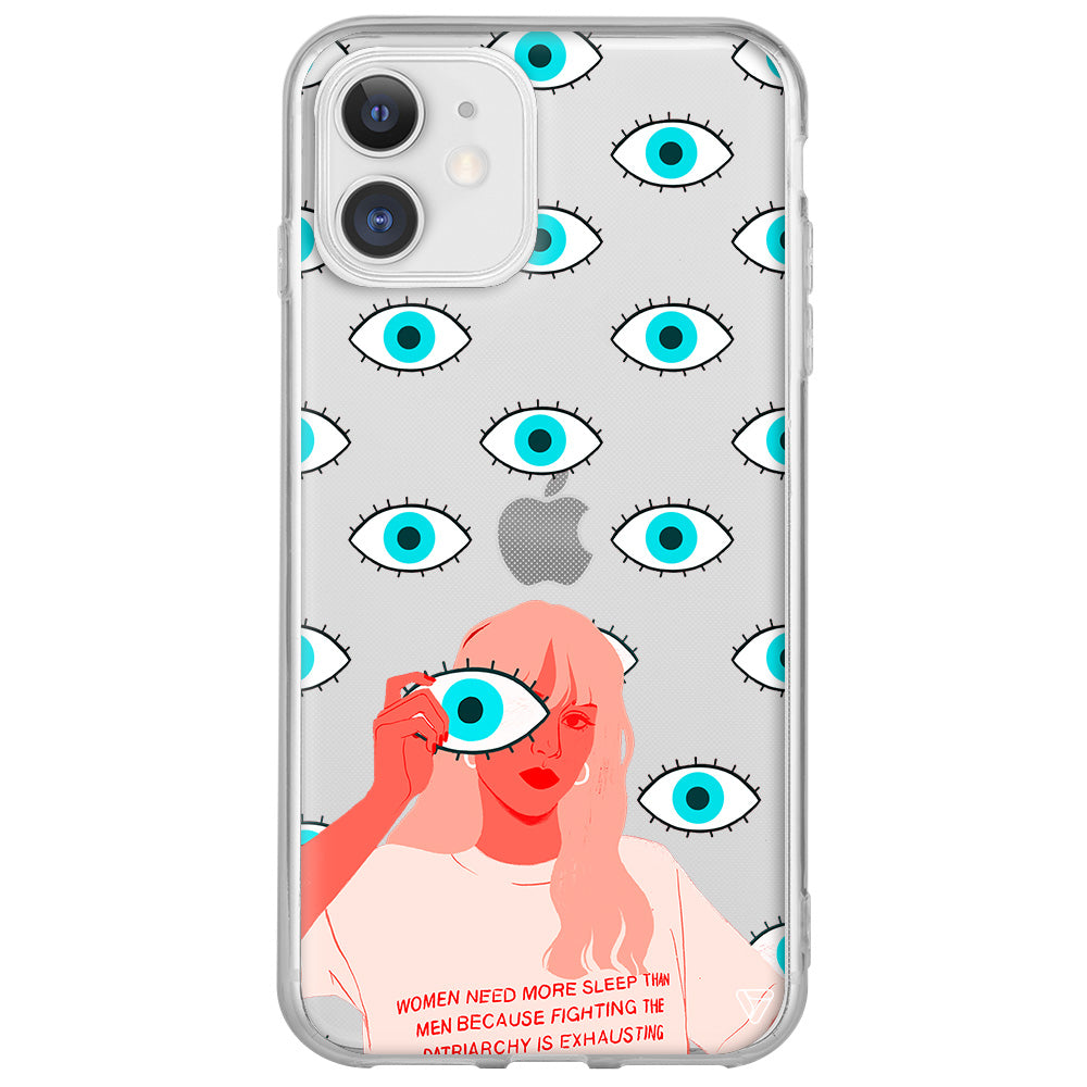 Büyük Gözlü Kız Lansman Model İçi Kadife Silikon Telefon Kılıfı