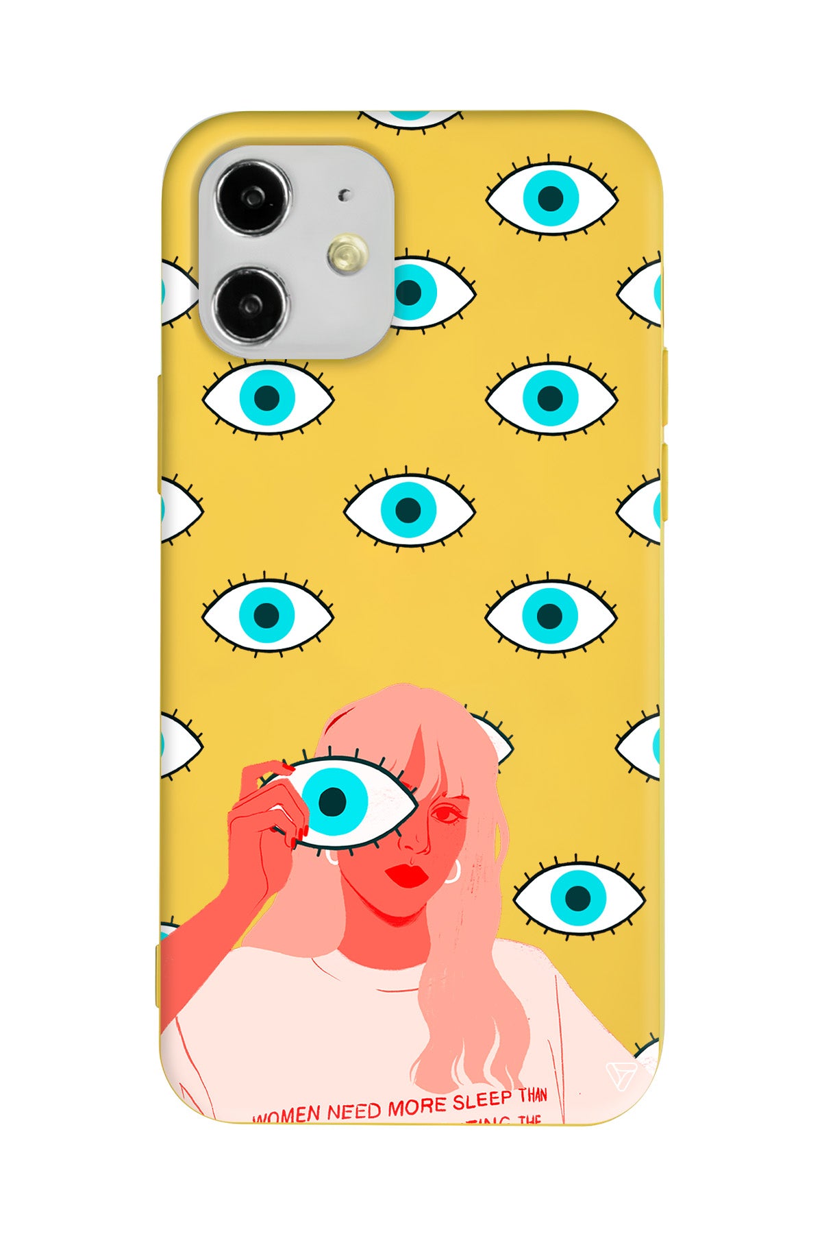 Büyük Gözlü Kız Lansman Model İçi Kadife Silikon Telefon Kılıfı