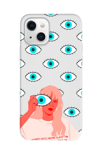 Büyük Gözlü Kız Lansman Model İçi Kadife Silikon Telefon Kılıfı