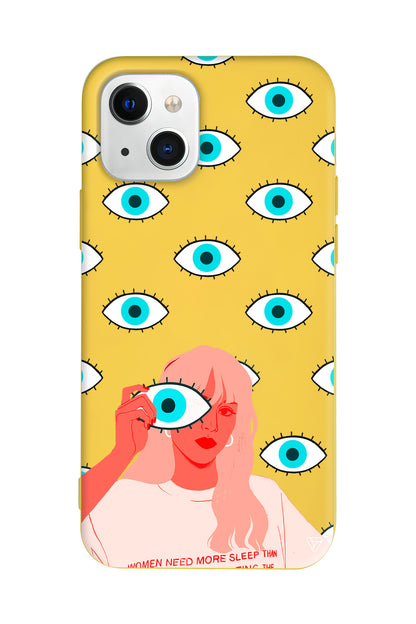 Büyük Gözlü Kız Lansman Model İçi Kadife Silikon Telefon Kılıfı – Plus Serisine Özel