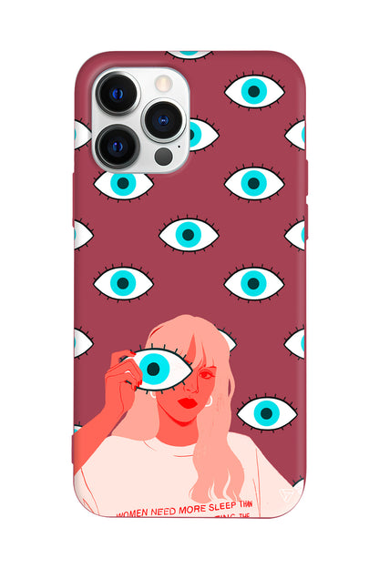 Büyük Gözlü Kız Lansman Model İçi Kadife Silikon Telefon Kılıfı