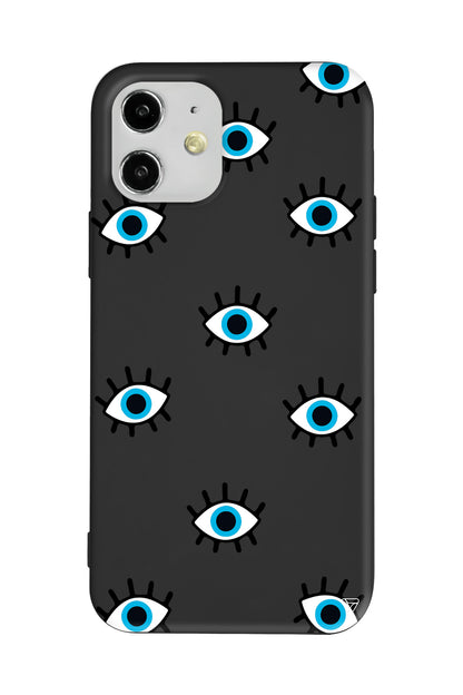 Nazar Gözler Lansman Model İçi Kadife Silikon Telefon Kılıfı