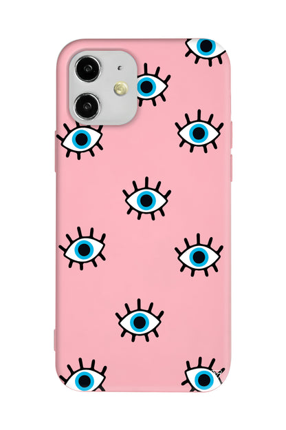 Nazar Gözler Lansman Model İçi Kadife Silikon Telefon Kılıfı