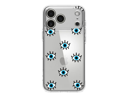 Nazar Gözler Lansman Model İçi Kadife Silikon Telefon Kılıfı