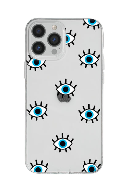 Nazar Gözler Lansman Model İçi Kadife Silikon Telefon Kılıfı