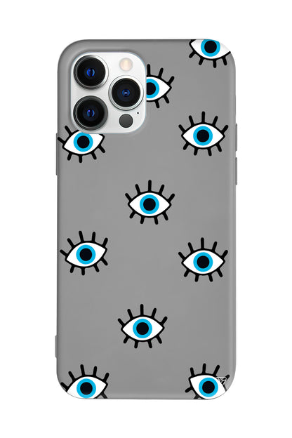 Nazar Gözler Lansman Model İçi Kadife Silikon Telefon Kılıfı