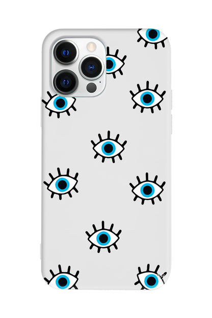 Nazar Gözler Lansman Model İçi Kadife Silikon Telefon Kılıfı