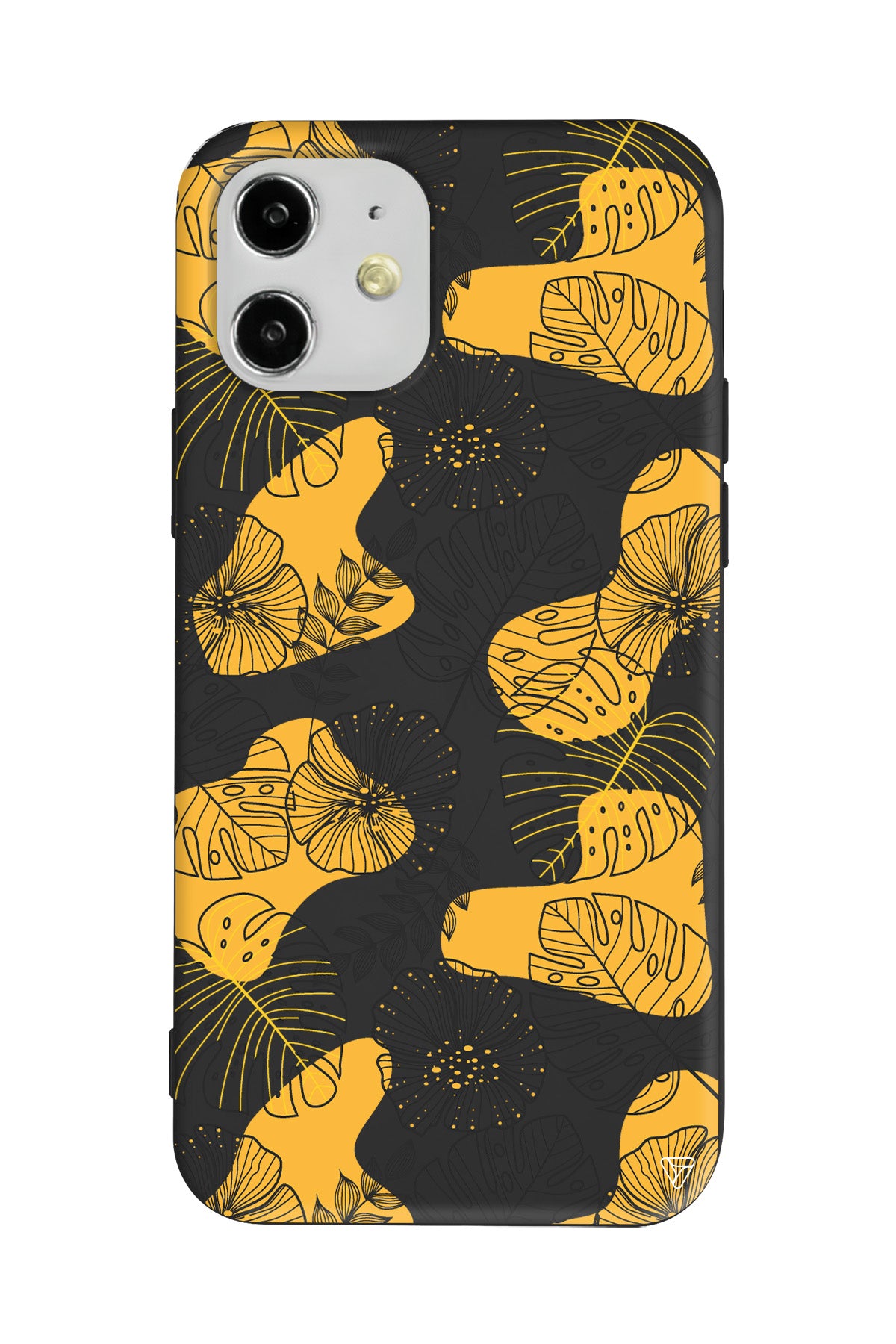 Cizgisel Yapraklar Lansman Model İçi Kadife Silikon Telefon Kılıfı