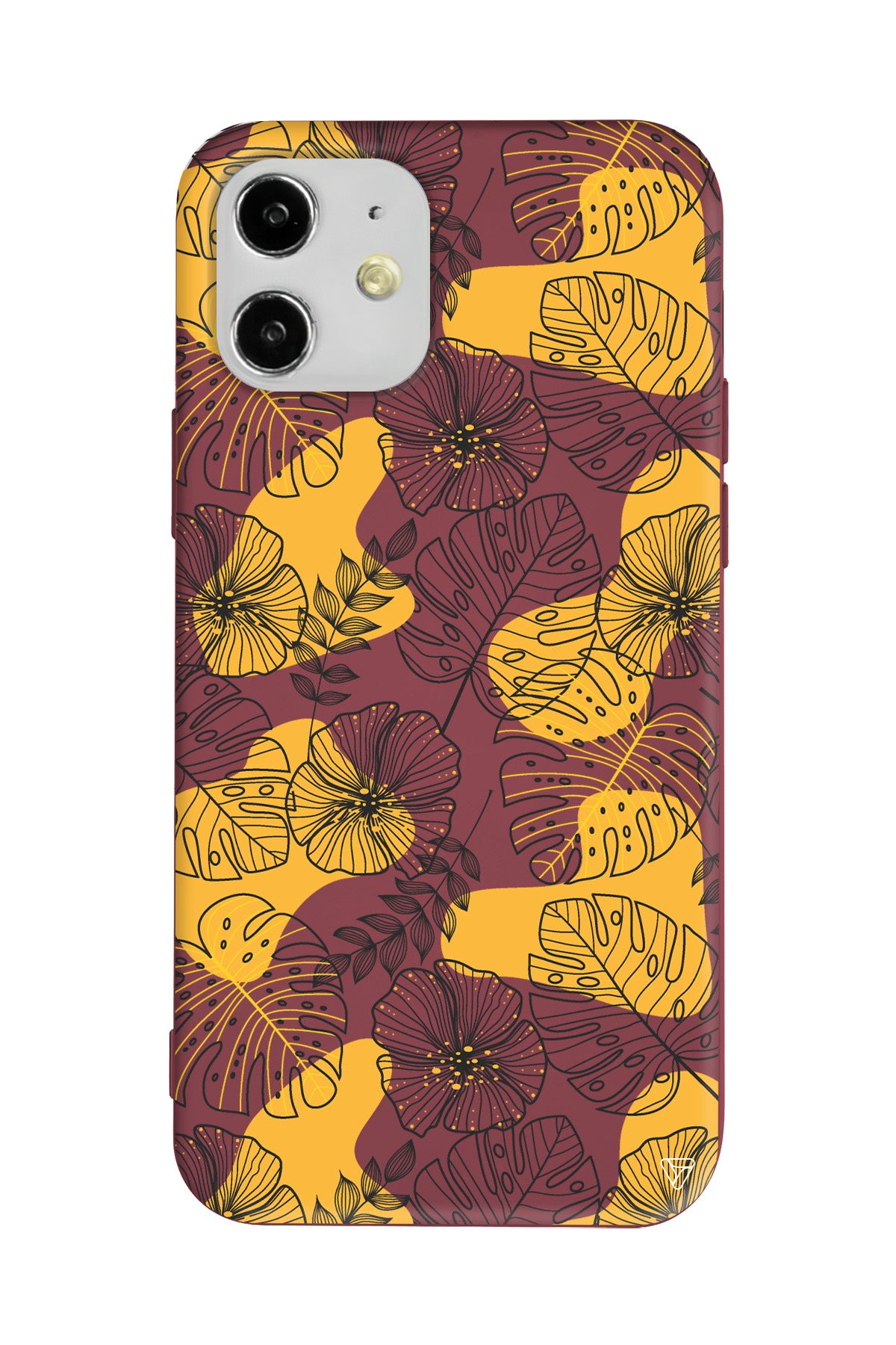 Cizgisel Yapraklar Lansman Model İçi Kadife Silikon Telefon Kılıfı