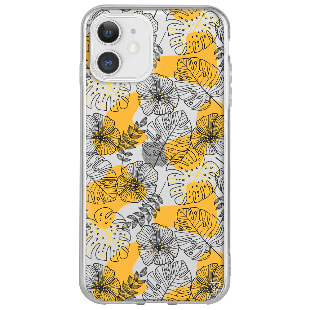 Cizgisel Yapraklar Lansman Model İçi Kadife Silikon Telefon Kılıfı