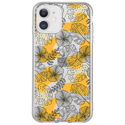 Cizgisel Yapraklar Lansman Model İçi Kadife Silikon Telefon Kılıfı