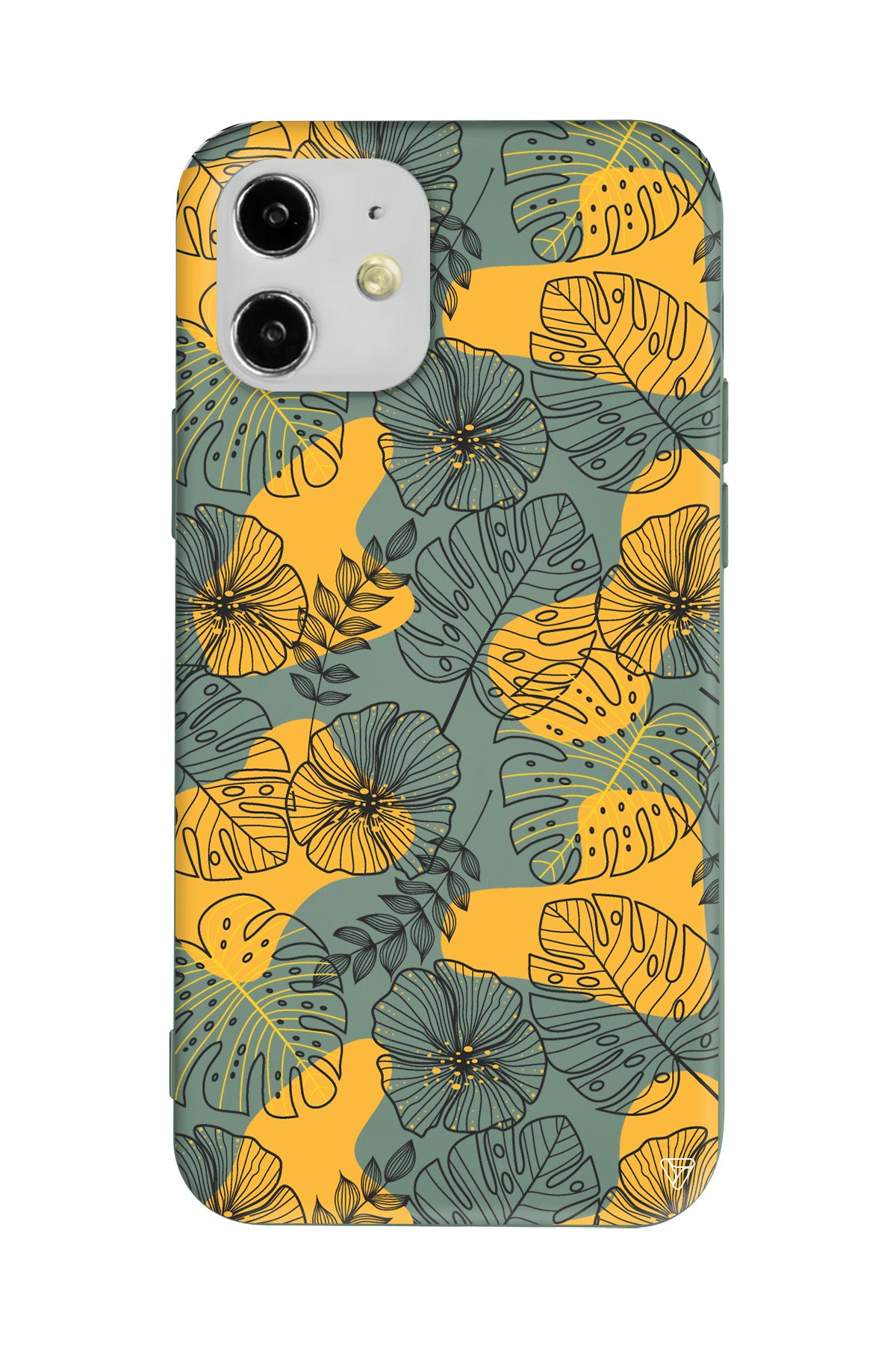 Cizgisel Yapraklar Lansman Model İçi Kadife Silikon Telefon Kılıfı