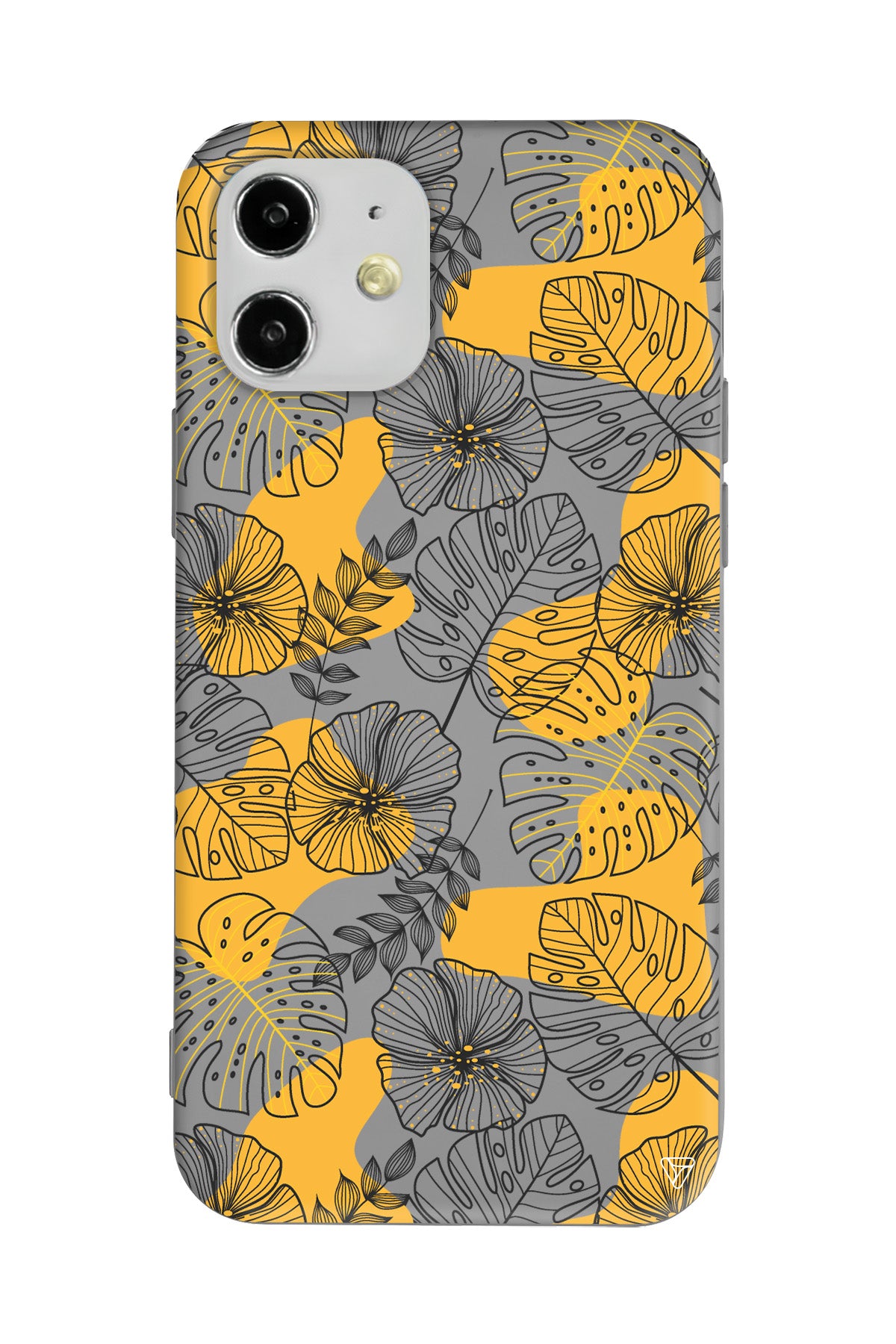 Cizgisel Yapraklar Lansman Model İçi Kadife Silikon Telefon Kılıfı