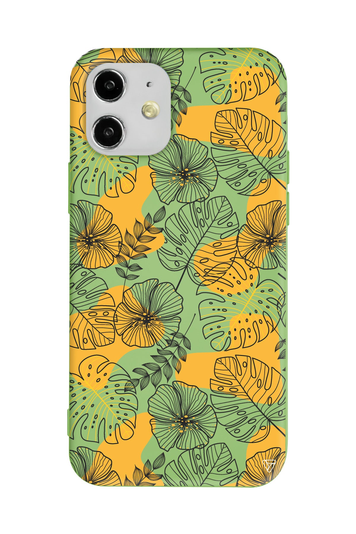 Cizgisel Yapraklar Lansman Model İçi Kadife Silikon Telefon Kılıfı