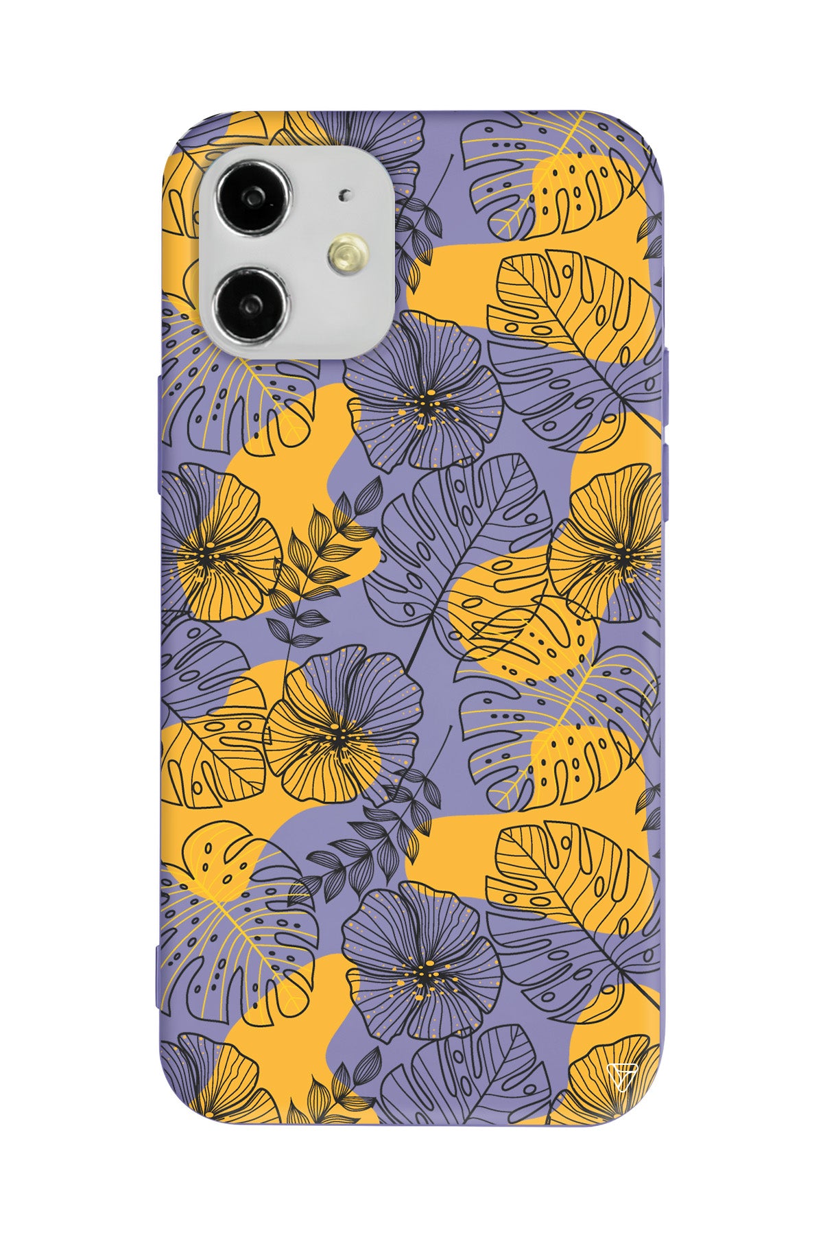 Cizgisel Yapraklar Lansman Model İçi Kadife Silikon Telefon Kılıfı