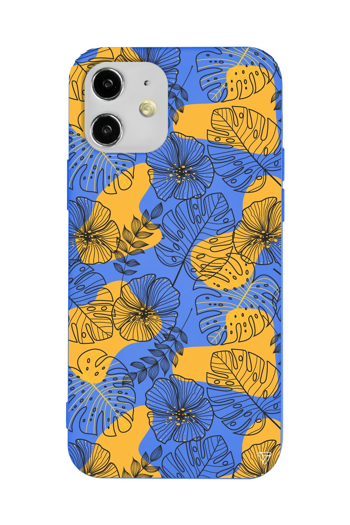 Cizgisel Yapraklar Lansman Model İçi Kadife Silikon Telefon Kılıfı