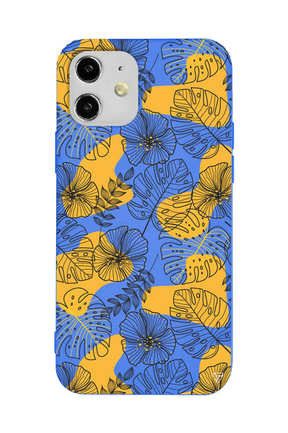 Cizgisel Yapraklar Lansman Model İçi Kadife Silikon Telefon Kılıfı