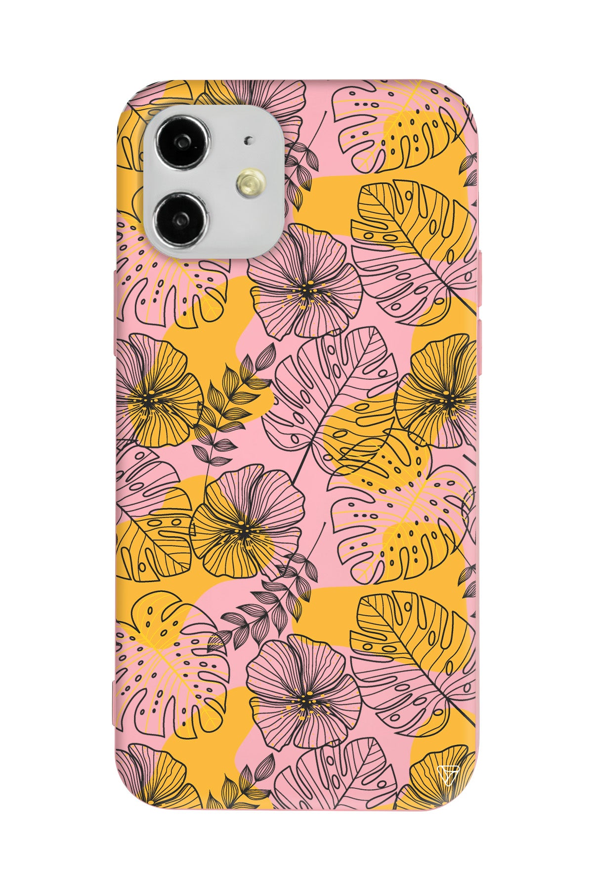 Cizgisel Yapraklar Lansman Model İçi Kadife Silikon Telefon Kılıfı