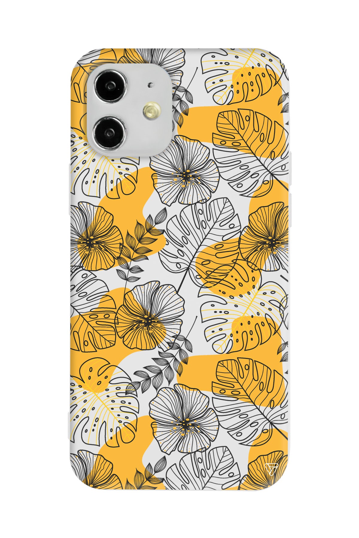 Cizgisel Yapraklar Lansman Model İçi Kadife Silikon Telefon Kılıfı