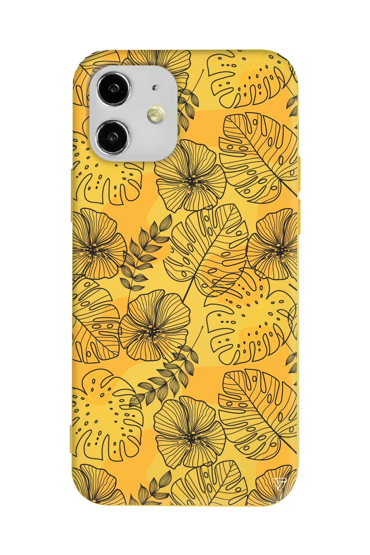 Cizgisel Yapraklar Lansman Model İçi Kadife Silikon Telefon Kılıfı