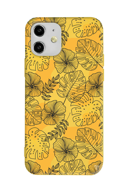 Cizgisel Yapraklar Lansman Model İçi Kadife Silikon Telefon Kılıfı