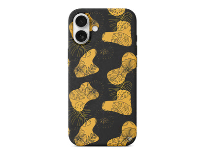 Cizgisel Yapraklar Lansman Model İçi Kadife Silikon Telefon Kılıfı