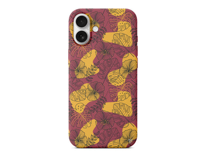 Cizgisel Yapraklar Lansman Model İçi Kadife Silikon Telefon Kılıfı