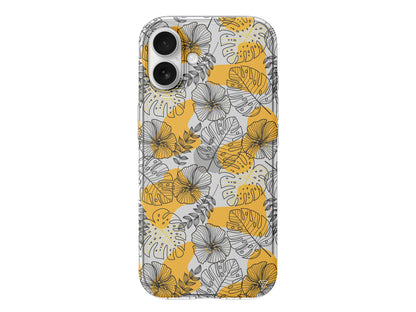 Cizgisel Yapraklar Lansman Model İçi Kadife Silikon Telefon Kılıfı