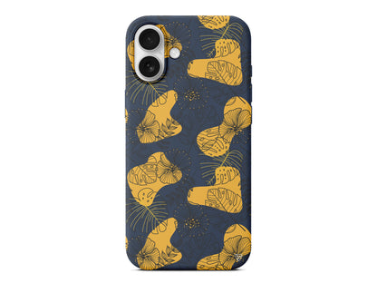 Cizgisel Yapraklar Lansman Model İçi Kadife Silikon Telefon Kılıfı