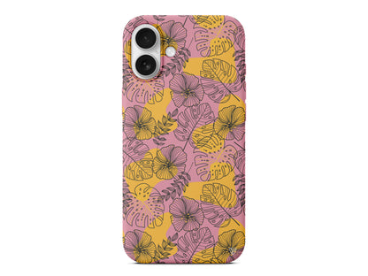 Cizgisel Yapraklar Lansman Model İçi Kadife Silikon Telefon Kılıfı