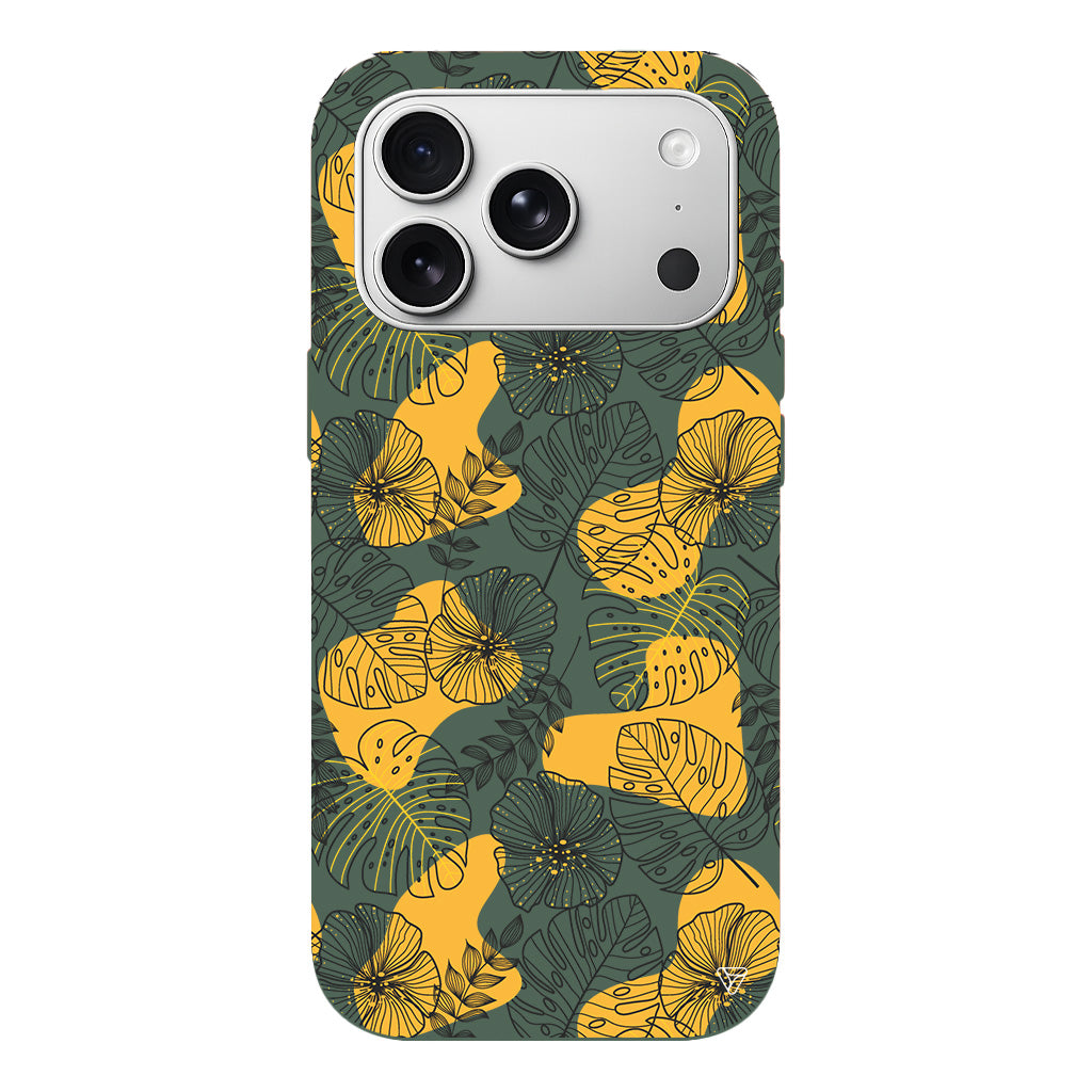 Cizgisel Yapraklar Lansman Model İçi Kadife Silikon Telefon Kılıfı