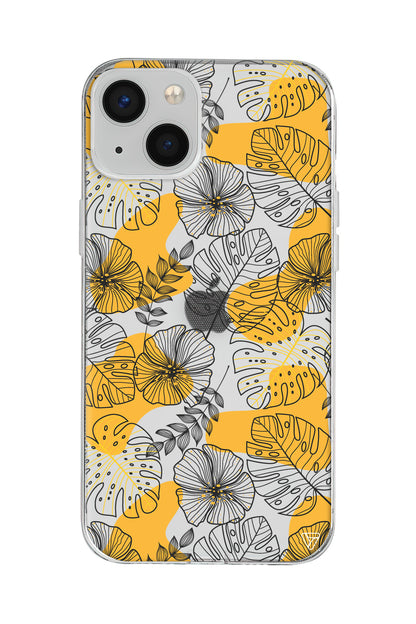 Cizgisel Yapraklar Lansman Model İçi Kadife Silikon Telefon Kılıfı