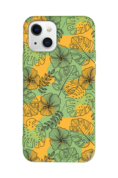 Cizgisel Yapraklar Lansman Model İçi Kadife Silikon Telefon Kılıfı – Plus Serisine Özel