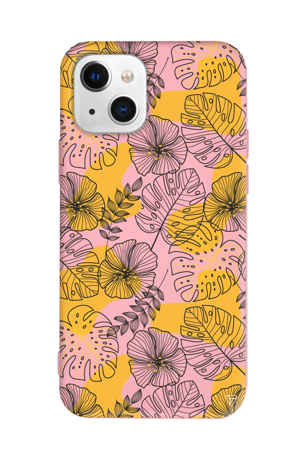 Cizgisel Yapraklar Lansman Model İçi Kadife Silikon Telefon Kılıfı