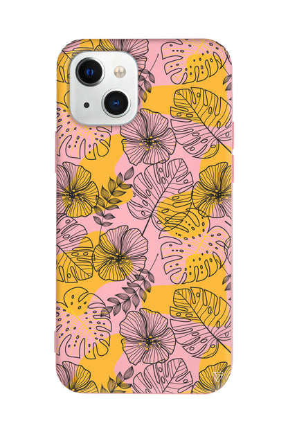 Cizgisel Yapraklar Lansman Model İçi Kadife Silikon Telefon Kılıfı – Plus Serisine Özel