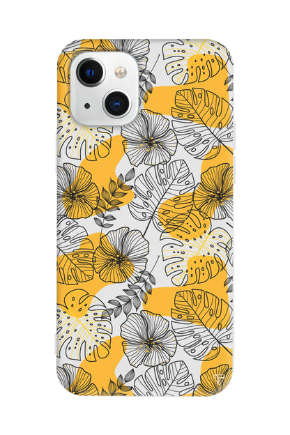 Cizgisel Yapraklar Lansman Model İçi Kadife Silikon Telefon Kılıfı – Plus Serisine Özel